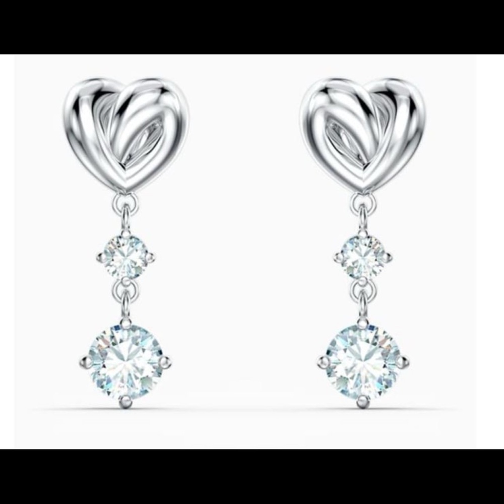 Swarovski Silver Heart Drop Crystal Earrings